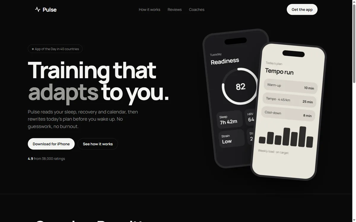 Pulse mobile app website template